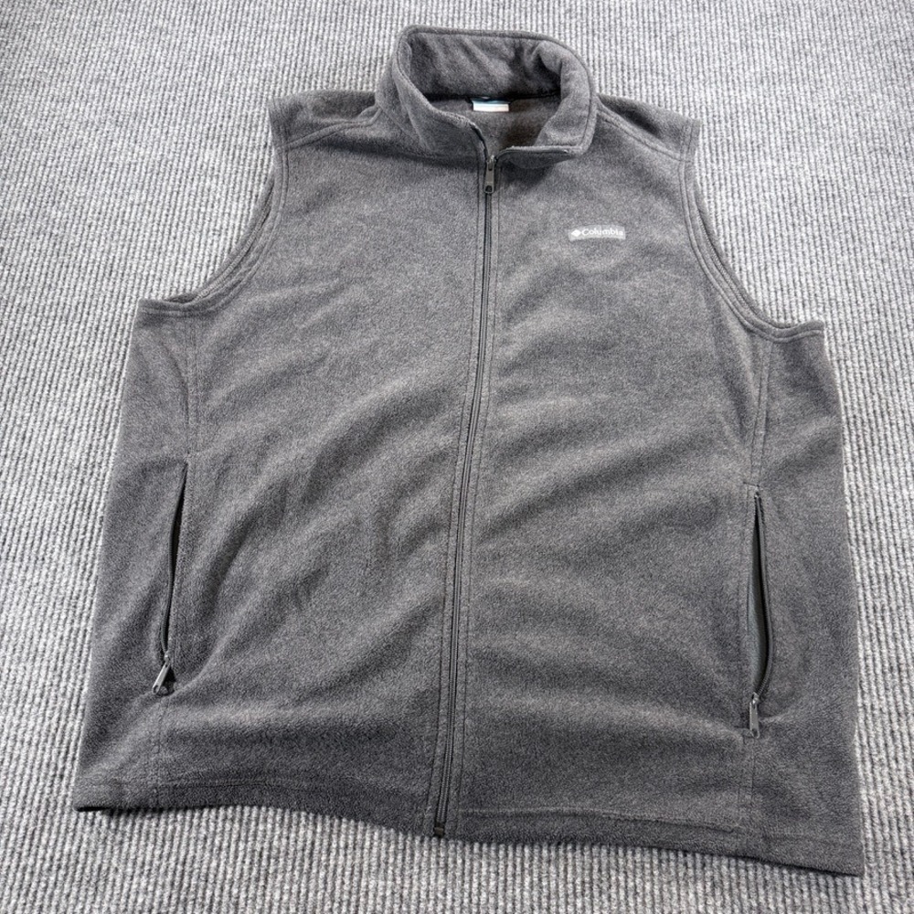 Columbia Fleece Full Zip Sleeveless Jacket Mens 2XT Tall Vest Charcoal Gray
